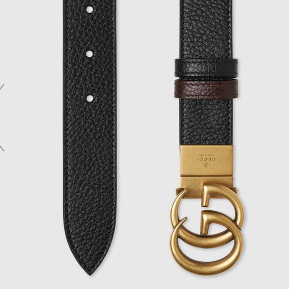 Gucci Unisex Reversible Double GG Black Leather Belt Black To Brown Size 26 - Picture 4 of 11